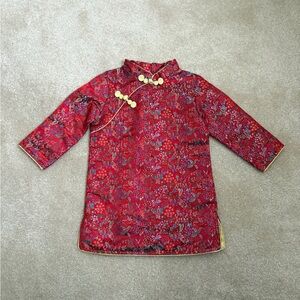 Toddler Lunar New Year Red Floral Qipao Cheongsam 2T/90